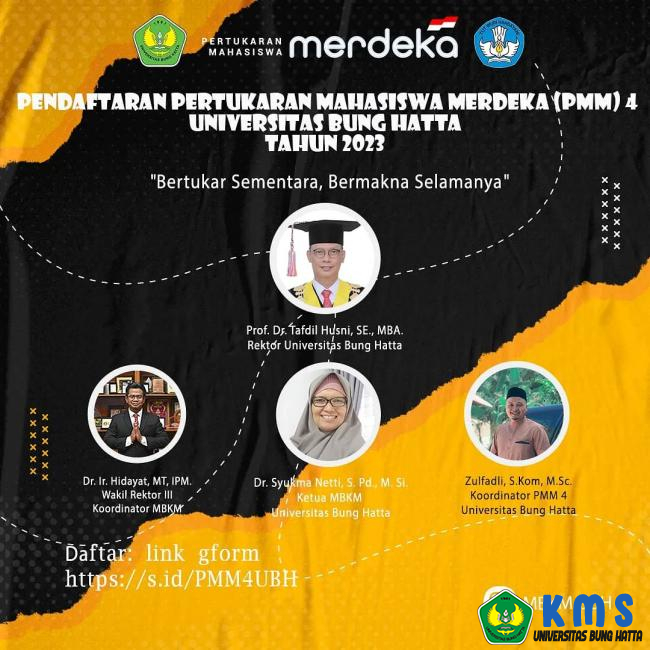 Pendaftaran Program Pertukaran Mahasiswa Merdeka (PMM) 4 Outbound Universitas Bung Hatta